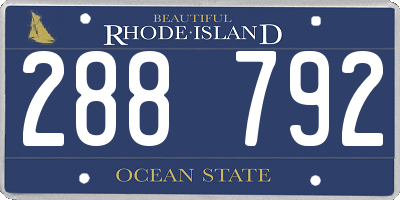 RI license plate 288792