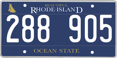 RI license plate 288905