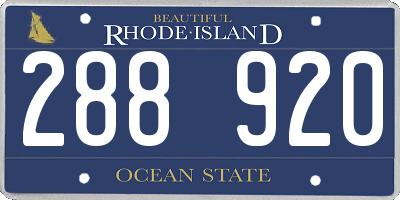 RI license plate 288920