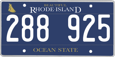 RI license plate 288925