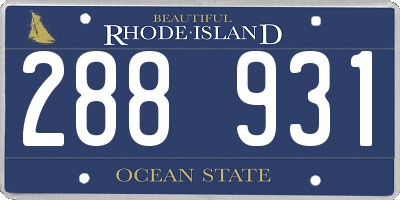 RI license plate 288931
