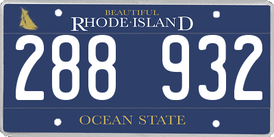 RI license plate 288932