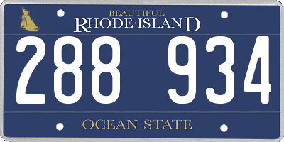 RI license plate 288934