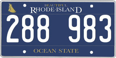 RI license plate 288983