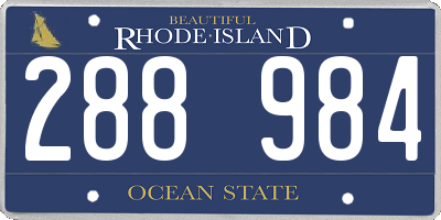 RI license plate 288984