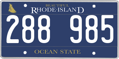 RI license plate 288985