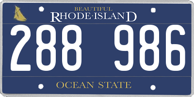 RI license plate 288986