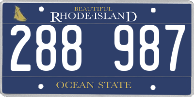 RI license plate 288987
