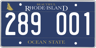 RI license plate 289001