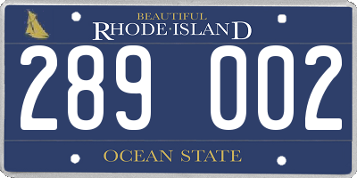 RI license plate 289002