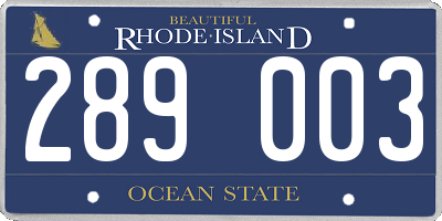 RI license plate 289003