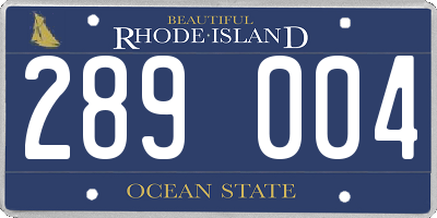RI license plate 289004