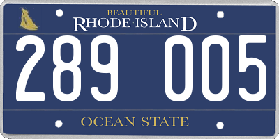 RI license plate 289005