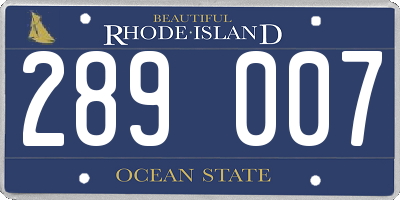 RI license plate 289007