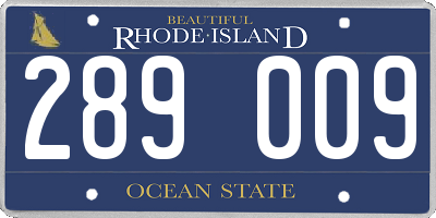 RI license plate 289009