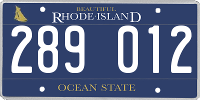 RI license plate 289012