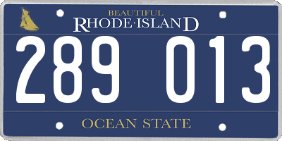 RI license plate 289013
