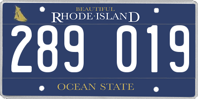 RI license plate 289019