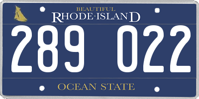 RI license plate 289022