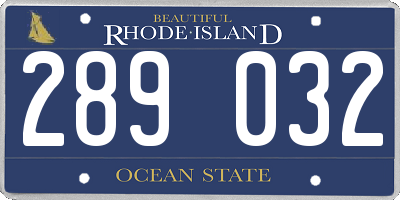RI license plate 289032