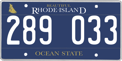 RI license plate 289033