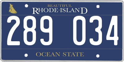 RI license plate 289034