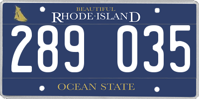 RI license plate 289035