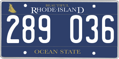 RI license plate 289036