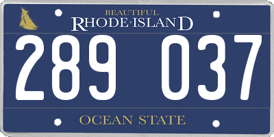 RI license plate 289037