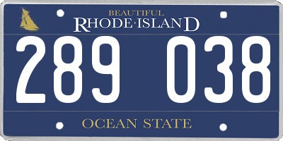 RI license plate 289038