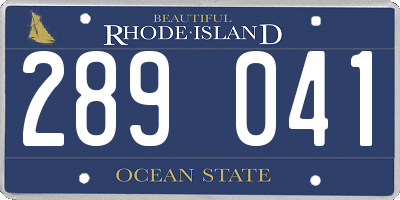 RI license plate 289041