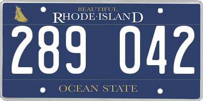 RI license plate 289042