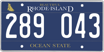 RI license plate 289043