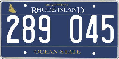 RI license plate 289045
