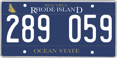 RI license plate 289059