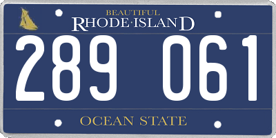 RI license plate 289061
