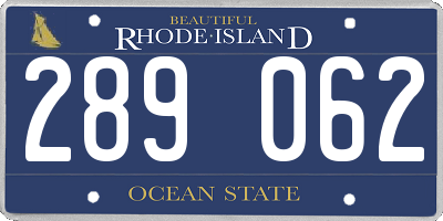 RI license plate 289062