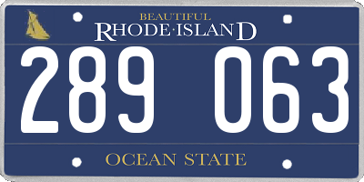 RI license plate 289063