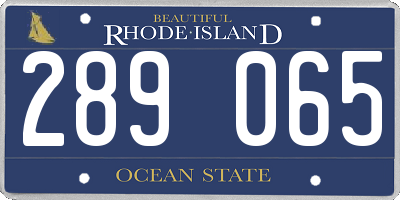 RI license plate 289065