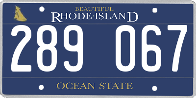 RI license plate 289067