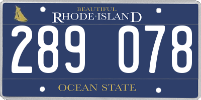 RI license plate 289078