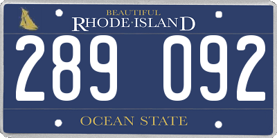 RI license plate 289092