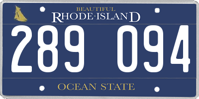 RI license plate 289094