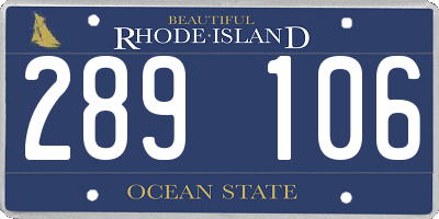RI license plate 289106