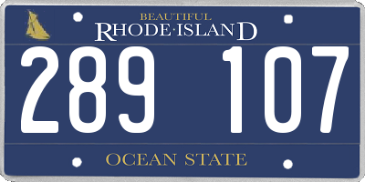 RI license plate 289107