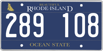 RI license plate 289108