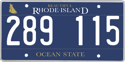 RI license plate 289115