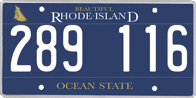 RI license plate 289116