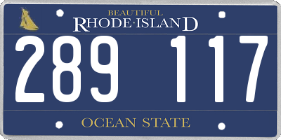 RI license plate 289117