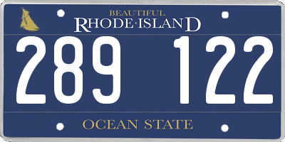 RI license plate 289122